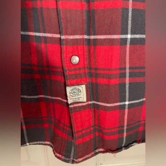AMERICAN LIVING Long Sleeve Red Flannel Snap up Shirt Size Large - Picture 6 of 10